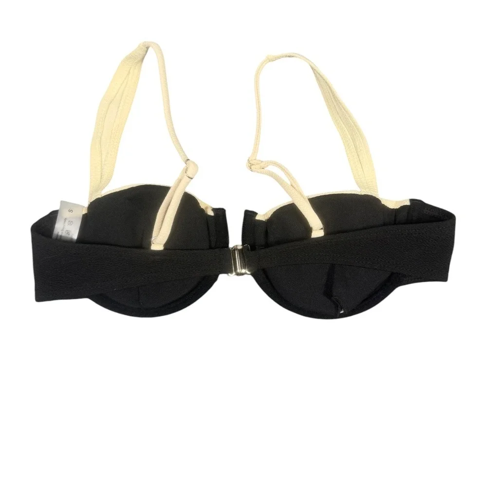 Black Cream Bikini Set‎ Womens Small Underwire High Cut Thong Swimsuit